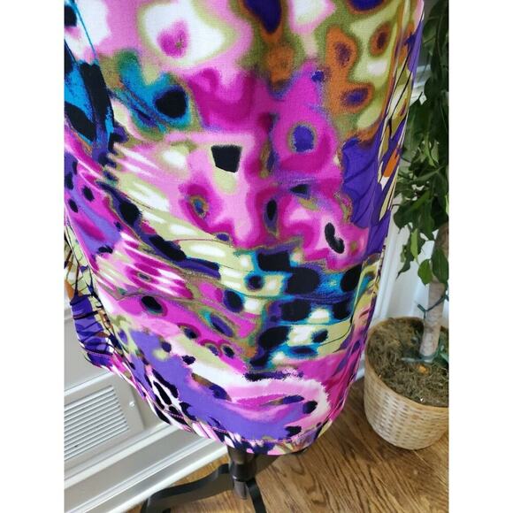 Rabbit Design Women's Polyester Cap Sleeve Round Neck Knee Length Dress Size 8 - Picture 4 of 11